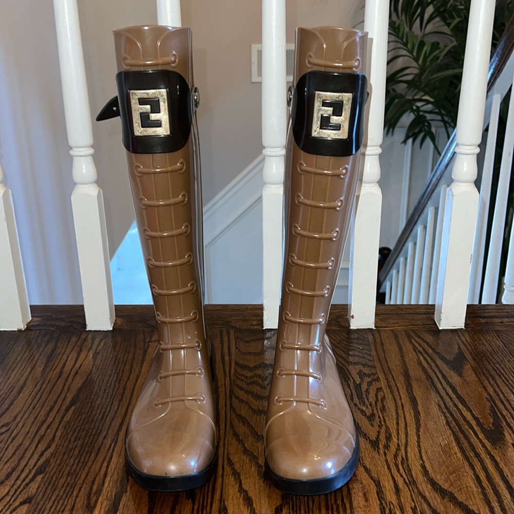 Fendi Knee High Rubber Boots